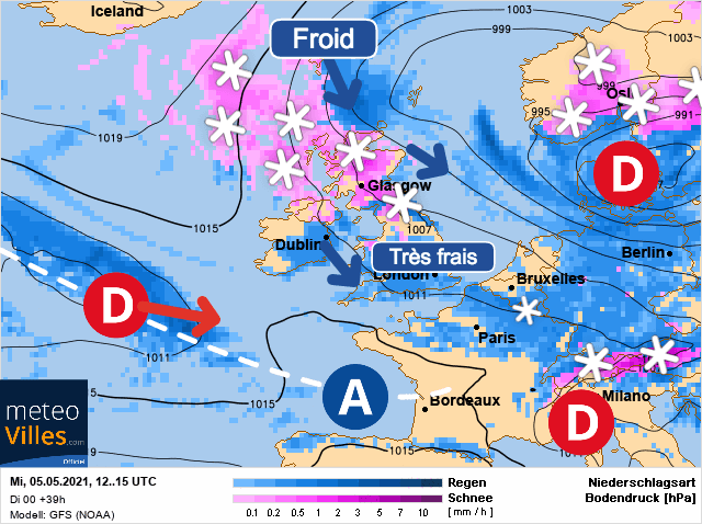 Carte de prévisions d'europe du Mercredi 5 mai 2021