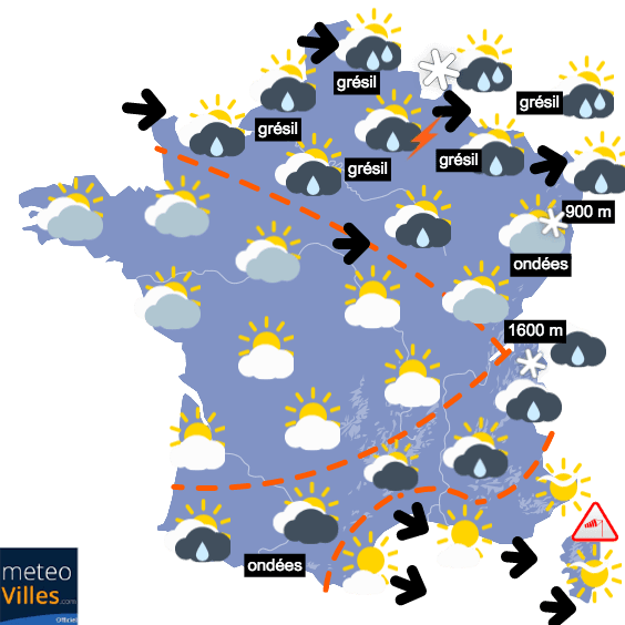 Carte de prévisions du temps du Mercredi 5 mai 2021