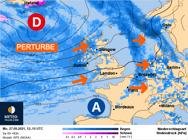 Carte de prévisions d'europe du Lundi 27 septembre 2021