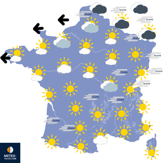 Carte de prévisions du temps du Samedi 18 décembre 2021