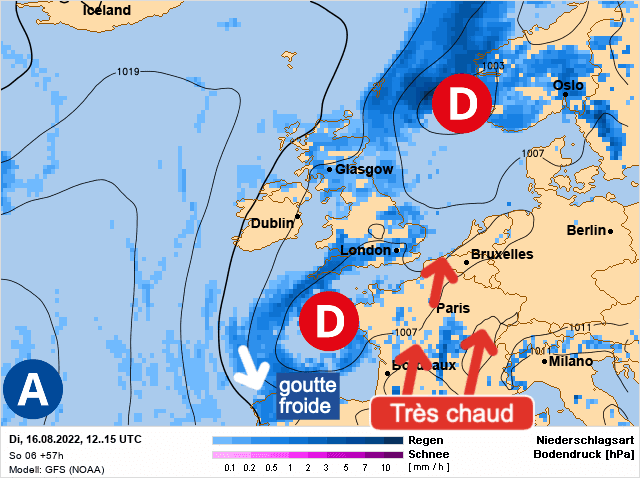 Carte de prévisions d'europe du Mardi 16 août 2022