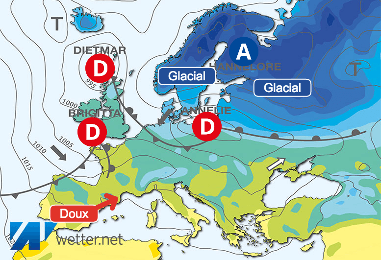 Carte de prévisions d'europe du Jeudi 4 janvier 2024